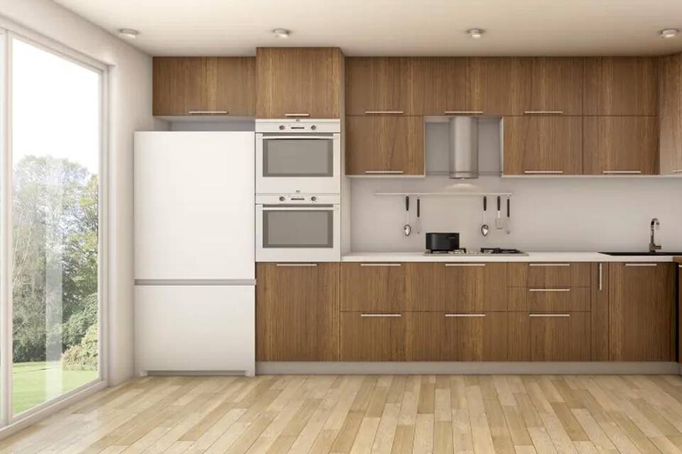 Kitchen with built-in appliances